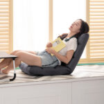 5-SOGA 2X Grey Lounge Floor Recliner Adjustable Gaming Sofa Bed Foldable Indoor Outdoor Backrest Seat Home Office Decor