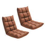 1-SOGA 2X Coffee Lounge Floor Recliner Adjustable Gaming Sofa Bed Foldable Indoor Outdoor Backrest Seat Home Office Decor