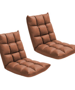 1-SOGA 2X Coffee Lounge Floor Recliner Adjustable Gaming Sofa Bed Foldable Indoor Outdoor Backrest Seat Home Office Decor