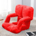 3-SOGA 4X Foldable Lounge Cushion Adjustable Floor Lazy Recliner Chair with Armrest Red
