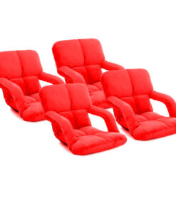 1-SOGA 4X Foldable Lounge Cushion Adjustable Floor Lazy Recliner Chair with Armrest Red