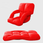 4-SOGA 4X Foldable Lounge Cushion Adjustable Floor Lazy Recliner Chair with Armrest Red