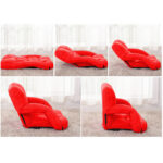 5-SOGA 4X Foldable Lounge Cushion Adjustable Floor Lazy Recliner Chair with Armrest Red