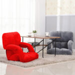 8-SOGA 4X Foldable Lounge Cushion Adjustable Floor Lazy Recliner Chair with Armrest Red