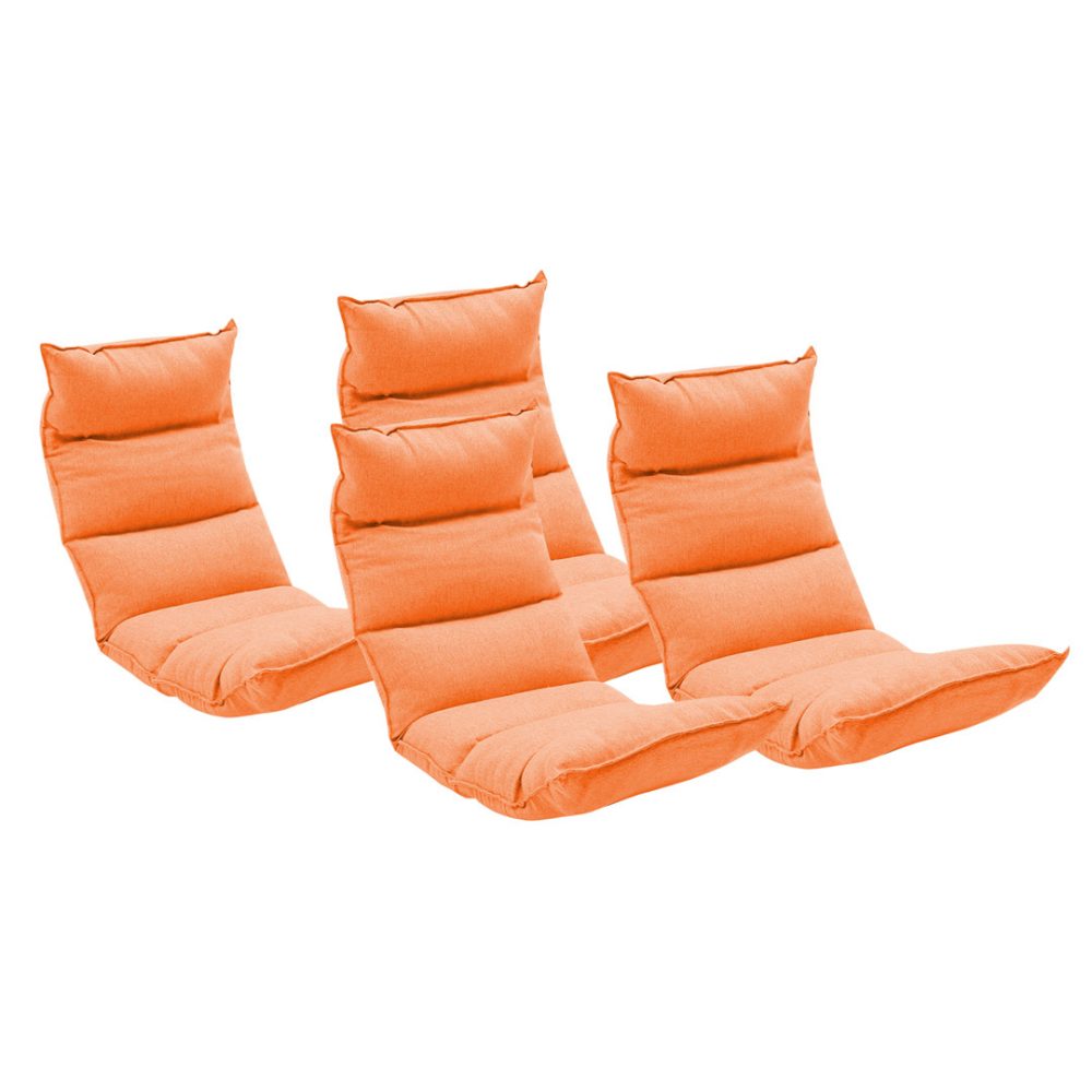 1-SOGA 4X Foldable Tatami Floor Sofa Bed Meditation Lounge Chair Recliner Lazy Couch Orange