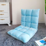 2-SOGA 2X Floor Recliner Collapsible Lounge Sofa Couch Folding Chair Cushion Light Blue