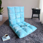 3-SOGA 2X Floor Recliner Collapsible Lounge Sofa Couch Folding Chair Cushion Light Blue