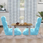 7-SOGA 4X Floor Recliner Collapsible Lounge Sofa Couch Folding Chair Cushion Light Blue