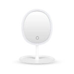 1-SOGA 26cm White Oval Smart LED Makeup Bedroom Table Vanity Mirror Tricolor Adjustable Light