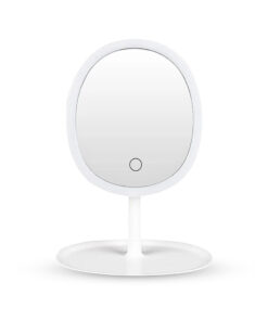 1-SOGA 26cm White Oval Smart LED Makeup Bedroom Table Vanity Mirror Tricolor Adjustable Light