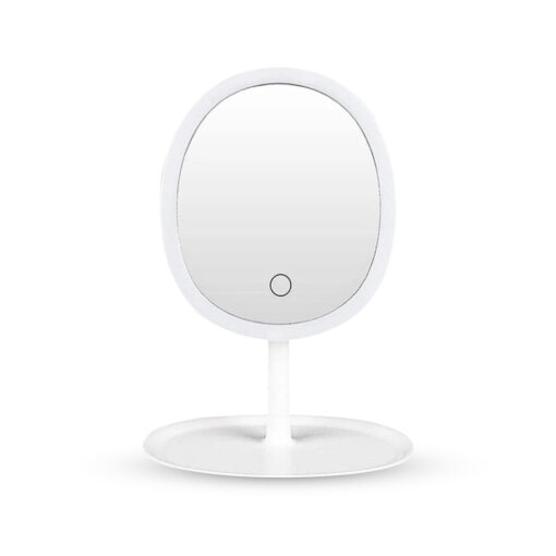 1-SOGA 26cm White Oval Smart LED Makeup Bedroom Table Vanity Mirror Tricolor Adjustable Light
