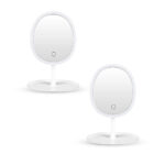 1-SOGA 2X 26cm White Oval Smart LED Makeup Bedroom Table Vanity Mirror Tricolor Adjustable Light