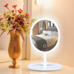 5-SOGA 2X 26cm White Oval Smart LED Makeup Bedroom Table Vanity Mirror Tricolor Adjustable Light