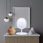 6-SOGA 2X 26cm White Oval Smart LED Makeup Bedroom Table Vanity Mirror Tricolor Adjustable Light