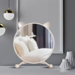 3-SOGA 2X 30cm White Smart Makeup Bedroom Table Mirror Cat Ear Style No LED Light