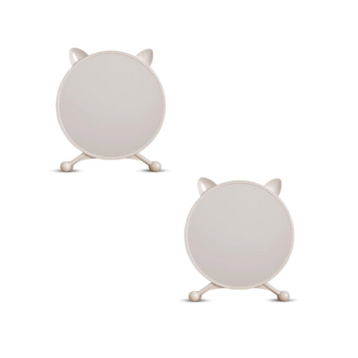 1-SOGA 2X 30cm White Smart Makeup Bedroom Table Mirror Cat Ear Style No LED Light
