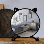 5-SOGA 2X 30cm Black Smart Makeup Bedroom Table Mirror Cat Ear Style No LED Light