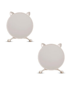 1-SOGA 2X 40cm White Smart Makeup Bedroom Table Mirror Cat Ear Style No LED Light