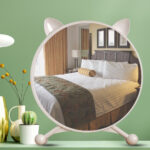 6-SOGA 2X 40cm White Smart Makeup Bedroom Table Mirror Cat Ear Style No LED Light