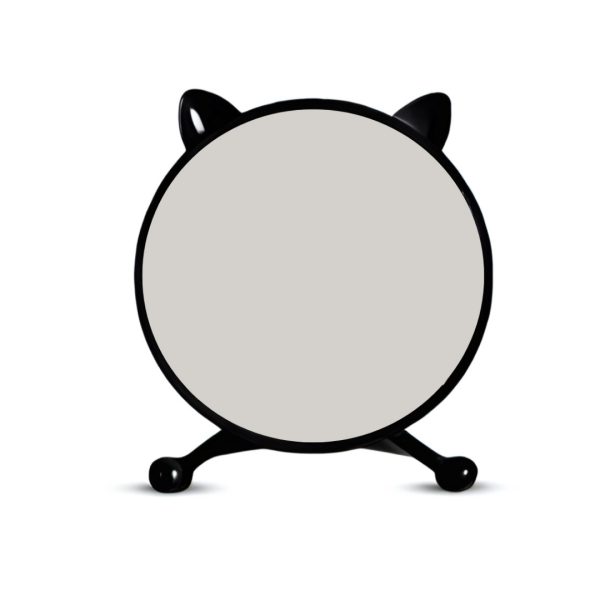 1-SOGA 40cm Black Smart Makeup Bedroom Table Mirror Cat Ear Style No LED Light