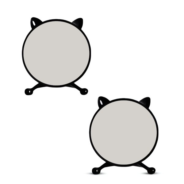 1-SOGA 2X 40cm Black Smart Makeup Bedroom Table Mirror Cat Ear Style No LED Light