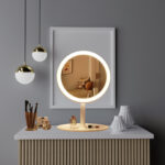 4-SOGA 26cm White Round Smart LED Makeup Bedroom Table Vanity Mirror Tricolor Adjustable Light