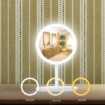 5-SOGA 26cm White Round Smart LED Makeup Bedroom Table Vanity Mirror Tricolor Adjustable Light