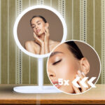 6-SOGA 26cm White Round Smart LED Makeup Bedroom Table Vanity Mirror Tricolor Adjustable Light