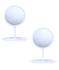 1-SOGA 2X 26cm White Round Smart LED Makeup Bedroom Table Vanity Mirror Tricolor Adjustable Light