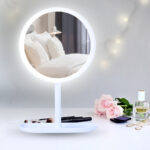 5-SOGA 26cm White Round Smart LED Makeup Bedroom Table Vanity Mirror Tricolor w/ 5x Magnification