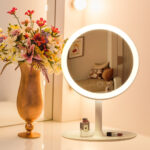6-SOGA 26cm White Round Smart LED Makeup Bedroom Table Vanity Mirror Tricolor w/ 5x Magnification