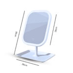 2-SOGA 26cm White Squared Smart LED Makeup Bedroom Table Vanity Mirror Tricolor Adjustable Light