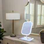 3-SOGA 26cm White Squared Smart LED Makeup Bedroom Table Vanity Mirror Tricolor Adjustable Light