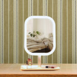 5-SOGA 26cm White Squared Smart LED Makeup Bedroom Table Vanity Mirror Tricolor Adjustable Light