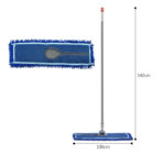 6-SOGA 100cm Blue Microfiber Flat Mop Floor Cleaning Pads Rotating Dust Remover