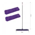 5-SOGA 90cm Purple Microfiber Flat Mop Floor Cleaning Pads Rotating Dust Remover
