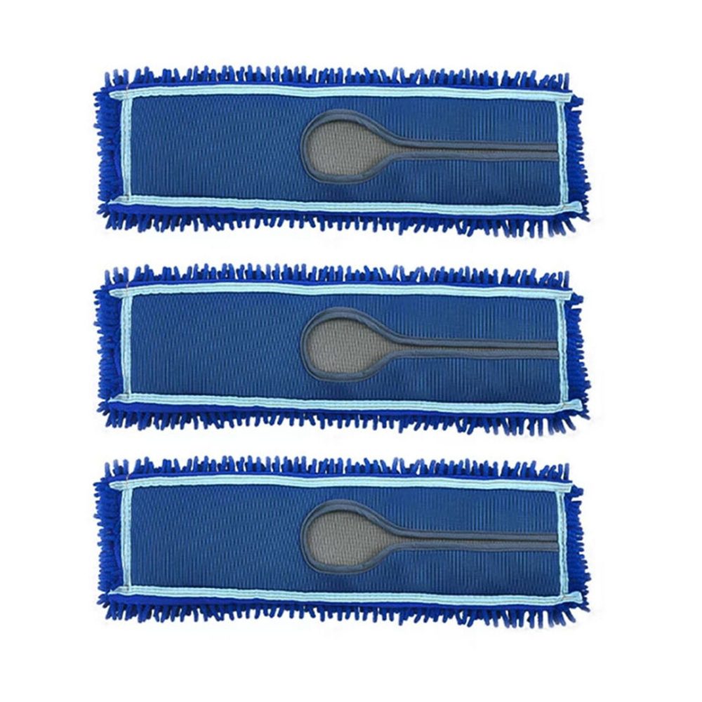 1-SOGA 3X 100x22 Blue Microfiber Flat Mop Floor Cleaning Pads Rotating Dust Remover