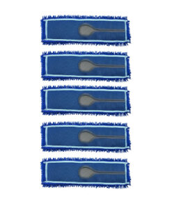1-SOGA 5X 100x22 Blue Microfiber Flat Mop Floor Cleaning Pads Rotating Dust Remover