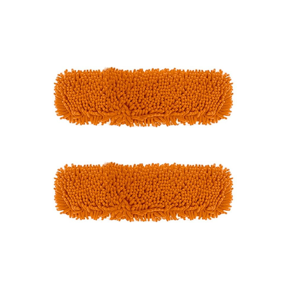 1-SOGA 2X 50x12 Orange Microfiber Flat Mop Floor Cleaning Pads Rotating Dust Remover