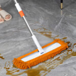 4-SOGA 60x12 Orange Microfiber Flat Mop Floor Cleaning Pads Rotating Dust Remover
