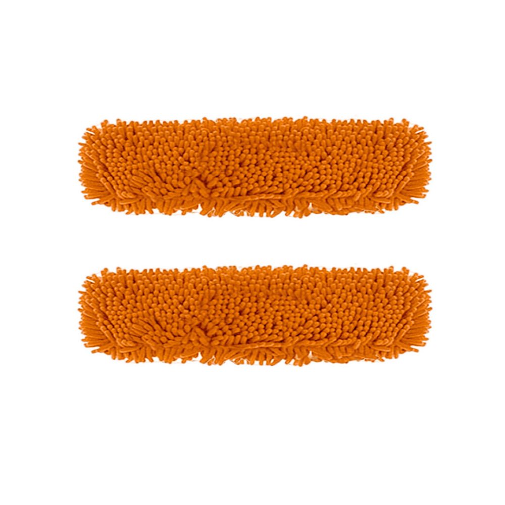 1-SOGA 2X 60x12 Orange Microfiber Flat Mop Floor Cleaning Pads Rotating Dust Remover