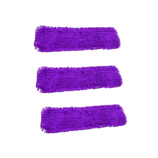 1-SOGA 3X 90x22 Purple Microfiber Flat Mop Floor Cleaning Pads Rotating Dust Remover