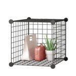 1-SOGA Black Portable Single Cube Storage Organiser Foldable DIY Modular Grid Space Saving Shelf