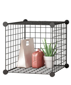 1-SOGA Black Portable Single Cube Storage Organiser Foldable DIY Modular Grid Space Saving Shelf
