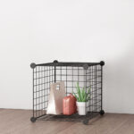 2-SOGA 2X Black Portable Single Cube Storage Organiser Foldable DIY Modular Grid Space Saving Shelf