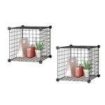 1-SOGA 2X Black Portable Single Cube Storage Organiser Foldable DIY Modular Grid Space Saving Shelf