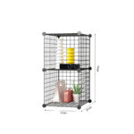 6-SOGA 2X Black Portable 2 Tier Cube Storage Organiser Foldable DIY Modular Grid Space Saving Shelf