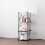 2-SOGA 2X Black Portable 3 Tier Cube Storage Organiser Foldable DIY Modular Grid Space Saving Shelf
