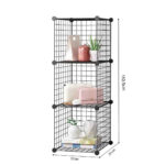 6-SOGA 2X Black Portable 3 Tier Cube Storage Organiser Foldable DIY Modular Grid Space Saving Shelf