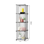 6-SOGA Black Portable 4 Tier Cube Storage Organiser Foldable DIY Modular Grid Space Saving Shelf